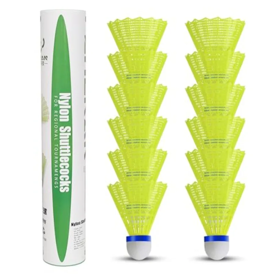 Nylon Shuttlecock 12 - 거위털 배드민턴 셔틀콕, 12팩 나일론 깃털